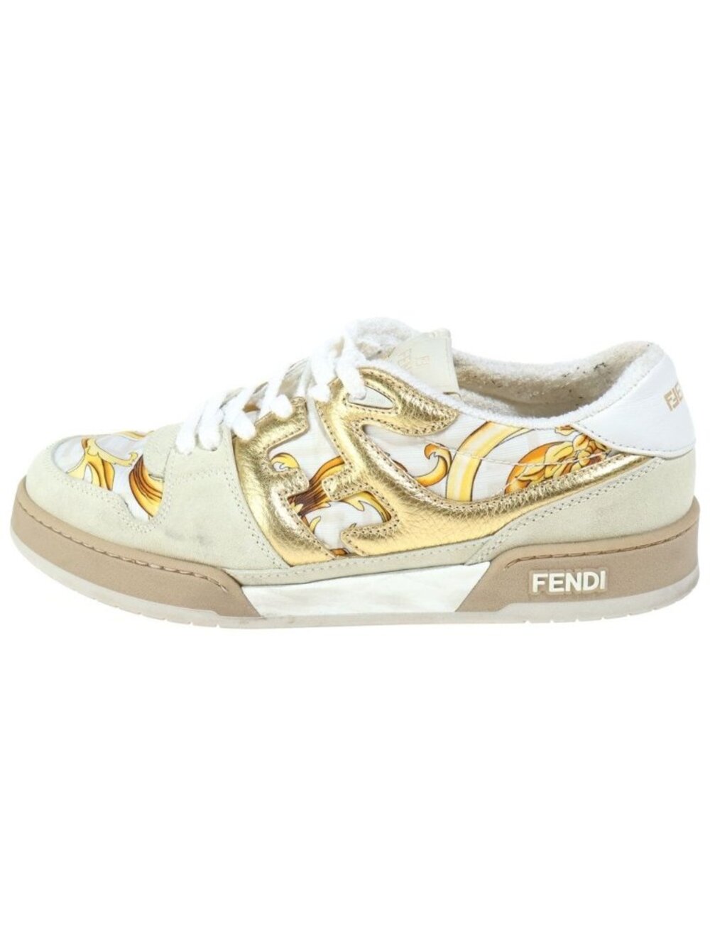 Fendi Fendace Versace Collaboration Sneakers Beige Brown